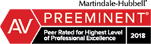 AV Preeminent Peer Rated for Highest Level of Professional Excellence 2018